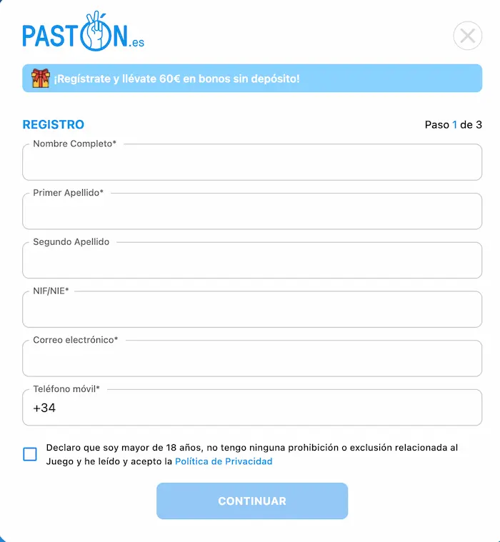 Paston Casino reg